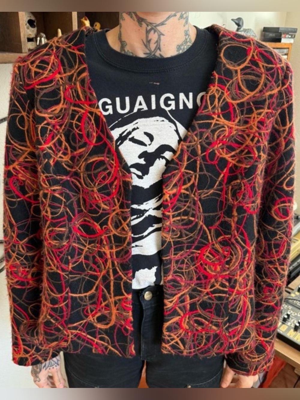 Vintage 80s 90s Abstract Felted Wool Textured Jacket Avant Garde - Size Medium